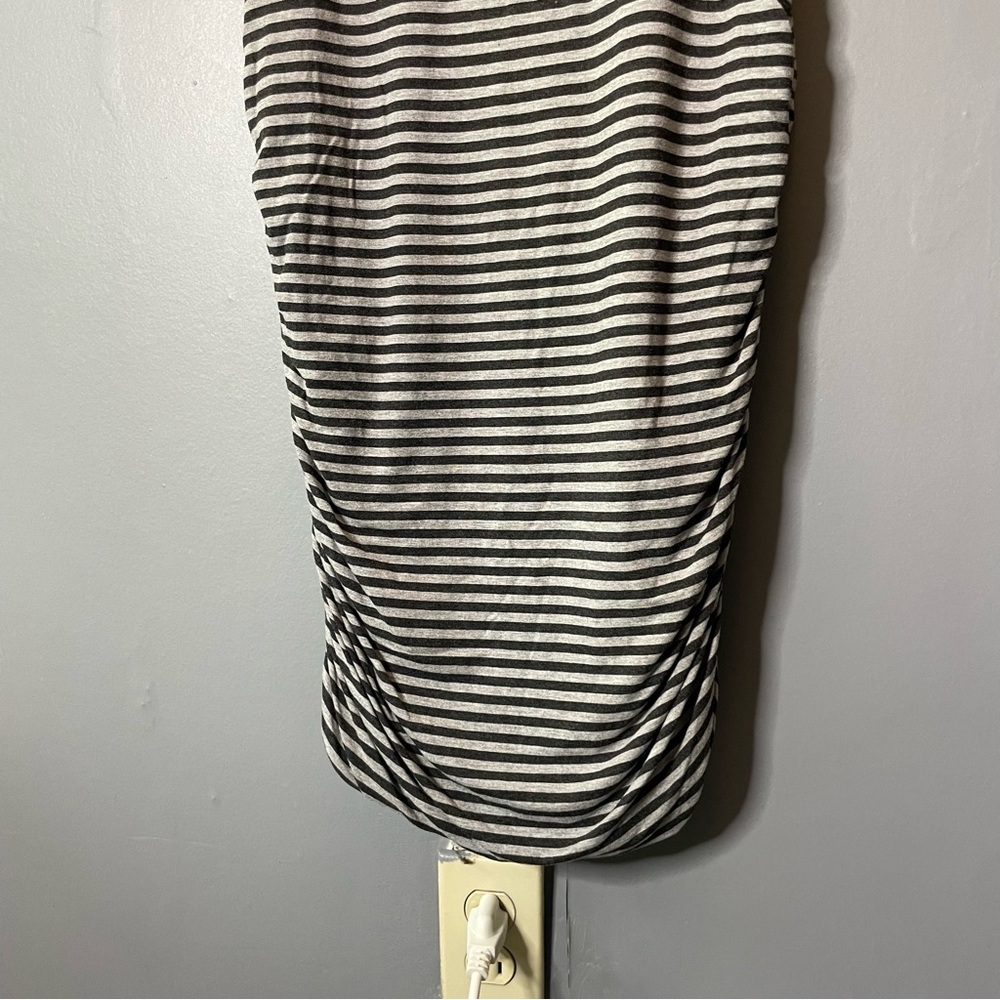 Athleta Black and gray striped ruched Midi Dress size small body con - Picture 5 of 10
